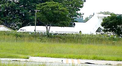 A US Boeing 727-L100 seized by Zimbabwe parked at Manyame military airfield in Harare on Tuesday
