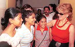 Film star Jane Fonda visits a crisis centre for women in distress a branch of Sion Hospital in the slums of Dharavi and pledged funds for the same.