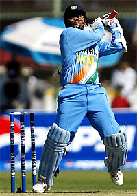 Virender Sehwag hits a square-cut 