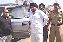 Daler Mehndi at the Sadar police station in Patiala on Saturday.