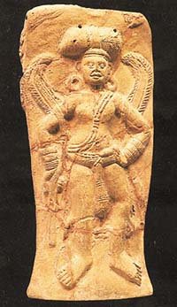 Figure of a winged deity, possibly Kama, 2nd century; Collection of the Jnana Pravaha Museum