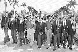 A group of students from the remote areas of the Jammu region visit Yadavindra Gardens, Pinjore, near Chandigarh, on Sunday. 