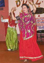 Students present a Himachali folk dance at the annual function of the Himachal Pradesh Students Association in Law Auditorium, Panjab University, Chandigarh