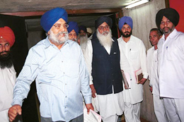 The Akalis led by Mr Parkash Singh Badal stage a walkout from the Punjab Vidhan Sabha in Chandigarh on Monday. 