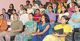The audience are all ears at a seminar on female foeticide organised at Gandhi Bhavan, Panjab University, Chandigarh, on Tuesday.