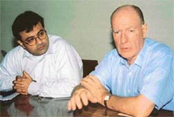 Dr Jim Young and Dr Rajeev Kapoor address a press conference at the CMCH in Ludhiana