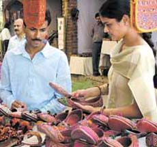 Visitors at the India-Pakistan exhibition, Dastkar Harmony in Handicrafts, which began in the Capital