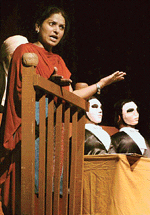 Anita Shabdeesh plays Kanchan in Suchetak Rang Manch Mohalis presentation Kote Katehre Vich staged at the  Tagore Theatre, Sector 18, Chandigarh, on Wednesday.