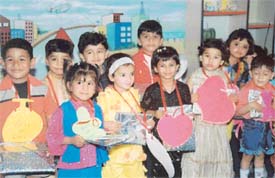 Children at a farewell party at Small Wonders Nursery School in Ludhiana
