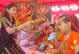 Students of BVM enact the seen of "Kanjak"