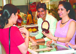 Happy reflection: Zak Jewels 2004 at Pragati Maidan in the Capital on Sunday.