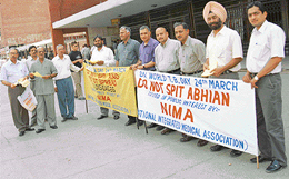 Doctors take out a Dont Spit rally in Sector 17 of Chandigarh on Wednesday.