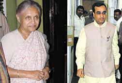 Delhi Chief Minister Sheila Dikshit and Vidhan Sabha Speaker Ajay Maken going to attend the House in the Capital
