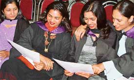 Students are all smiles after the annual convocation at DAV College, Sector 10, on Thursday.