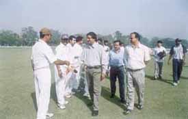 Debjit Rath along with T K Bhowmik inaugurating the SAIL Cricket Tournament at the Mohan Meakins ground