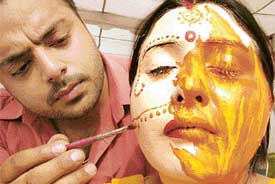 Face-painting on at the SASIIT Aks04 cultural fest in Mohali