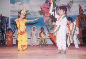 Students of Sapphire International School, Anand Vihar, enacting a play during their annual function