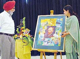 Prem Singh inaugurates the exhibition, which pays a tribute to legendary painter Vincent Van Gogh, on the occasion of his birth anniversary, at Alliance Francaise, Sector 36, Chandigarh, on Tuesday evening. 