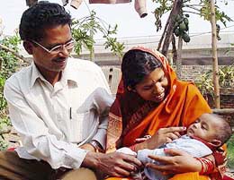 An abandoned infant who is being looked after by a childless couple in Ambala.