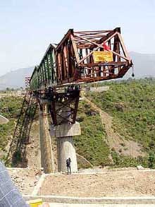 The construction of countrys highest railway girder bridge on the Ghambhir nullah on the Jammu-Udhampur section poses a great challenge to engineers. 