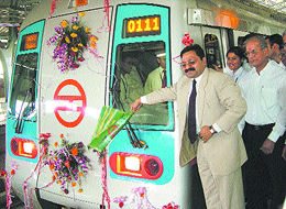 With the model code of conduct coming into effect, the DMRC had to requisition the services of a company secretary (P.K.Gupta) to flag off the Metro from Inderlok to Rithala in the Capital on Wednesday.