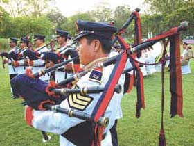 A Delhi Police Brass Band performing at Nehru Park in the Capital