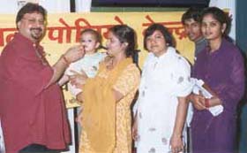 A kid being administered polio drops at Najafgarh in the Capital