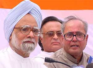 Dr Manmohan Singh, Jairam Ramesh and Pranab Mukherjee