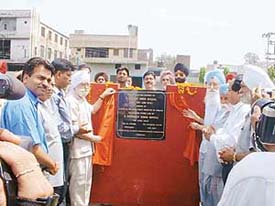 Mr M.S. Bhogal and other office-bearers of the United Cycle and Parts Manufacturers Association after laying the foundation stone of the Cycle Research and Development Institute in Ludhiana on Wednesday.