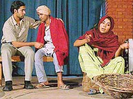 A scene from Gursharan Singh’s play, “Divaa Bujhe Nahi”, being staged at Punjab Kala Bhavan, Sector 16, Chandigarh. Another play titled, “Pagla” by Gursharan Singh was also staged on Thursday at the same venue.