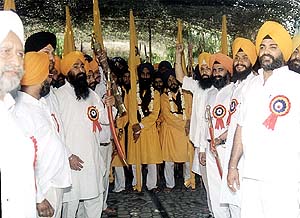 A view of the Khalsa Chetna March, dedicated to the three Khalsa centenaries