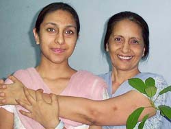 Dr Suman Goel and her daughter after the court decision in Patiala on Saturday.
