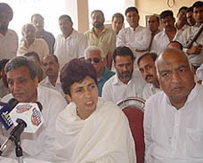 Congress leader Kumari Selja talking to mediapersons in Ambala on Sunday