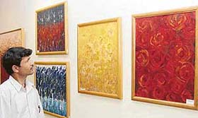 Rajiv Puri’s works on display at an exhibition in Art Folio, Sector 9, Chandigarh