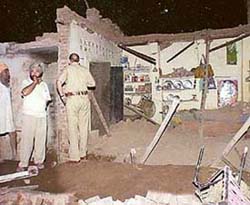 The collapsed roof of a house at Burail village in Chandigarh on Wednesday.