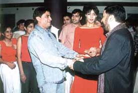 Anand Raj Anand and Ruby Bhatia charming fashionists at the launch of a restaurant