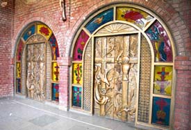 The exquisitely carved doors at St Stephens School, Sector 45, Chandigarh, depict the life of Lord Christ and his preachings. 