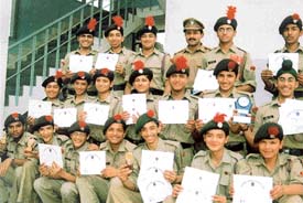 NCC cadets of BCM Arya Model Senior Secondary School, Shastri Nagar, Ludhiana, pose for a group photograph after the annual prize distribution function