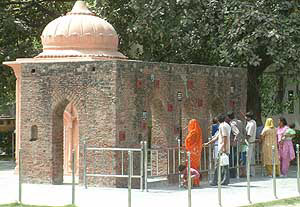A view of the ‘samadh’ at Jallianwala Bagh with bullet marks.