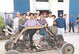 Students of the CIIS, SAS Nagar, with their unique car
