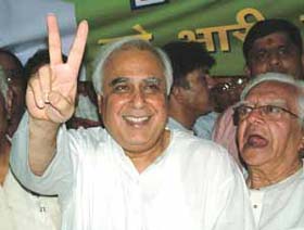 Congress (I) candidate Kapil Sibal, who is contesting from Chandni Chowk, at the inauguration of his office in the Capital