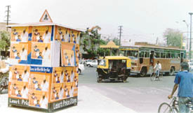 Overzealous campaigners have pasted posters of contesting candidates on a beatbox of the police 