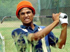 Harinder Gupta swings the club as he returns a six-under card of 66 at the Chandigarh Golf Club 