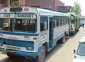 Buses of Haryana, Punjab and Himachal Roadways impounded on Thursday in Chandigarh for violating the entry ban 