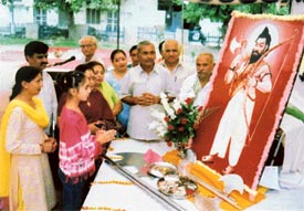 Members of the Bhagwan Parshuram Brahman Sabha pay homages to Lord Parshuram on his birthday