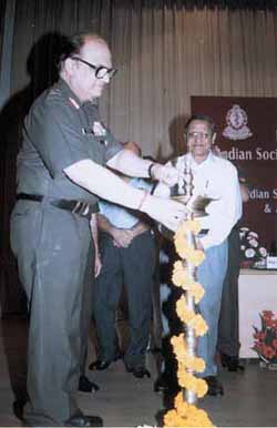Lt-Gen J. R. Bhardwaj, Director-General, Armed Forces Medical Services, and Chairman of the Indian Society for Hospital Waste Management, inaugurating a two-day national conference on hospital waste management at the Army Hospital