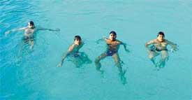 Swimming is an upper body exercise, good for developing and toning arms, shoulder and back muscles