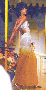 A model wears Rina Dhakas creation. 