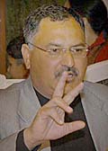 Former Health Minister J. P. Nadda addresses a press conference in Shimla on Friday