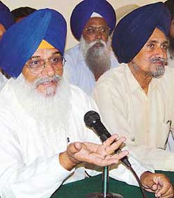 Mr Gurpratap Biar, president of the local unit of the SAD, addresses a press conference in Chandigarh on Saturday.